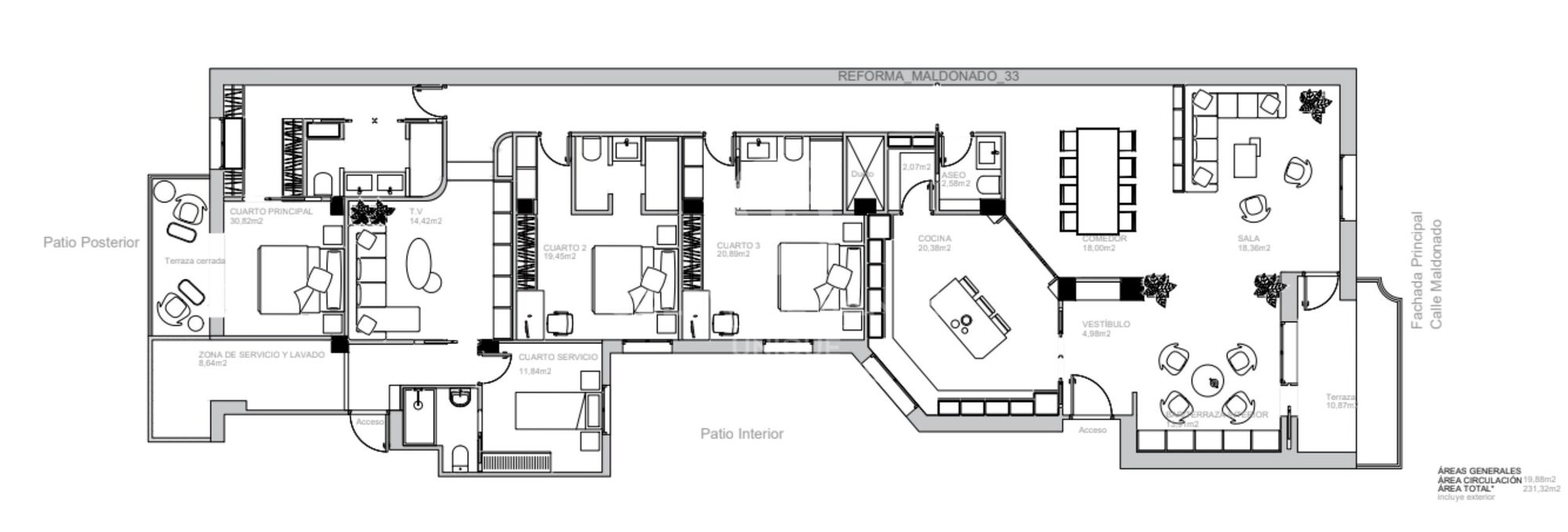 Renovated exterior apartment in Castellana, Madrid