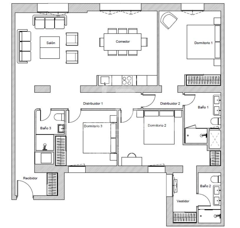 Renovated three-bedroom apartment in Castellana, Madrid