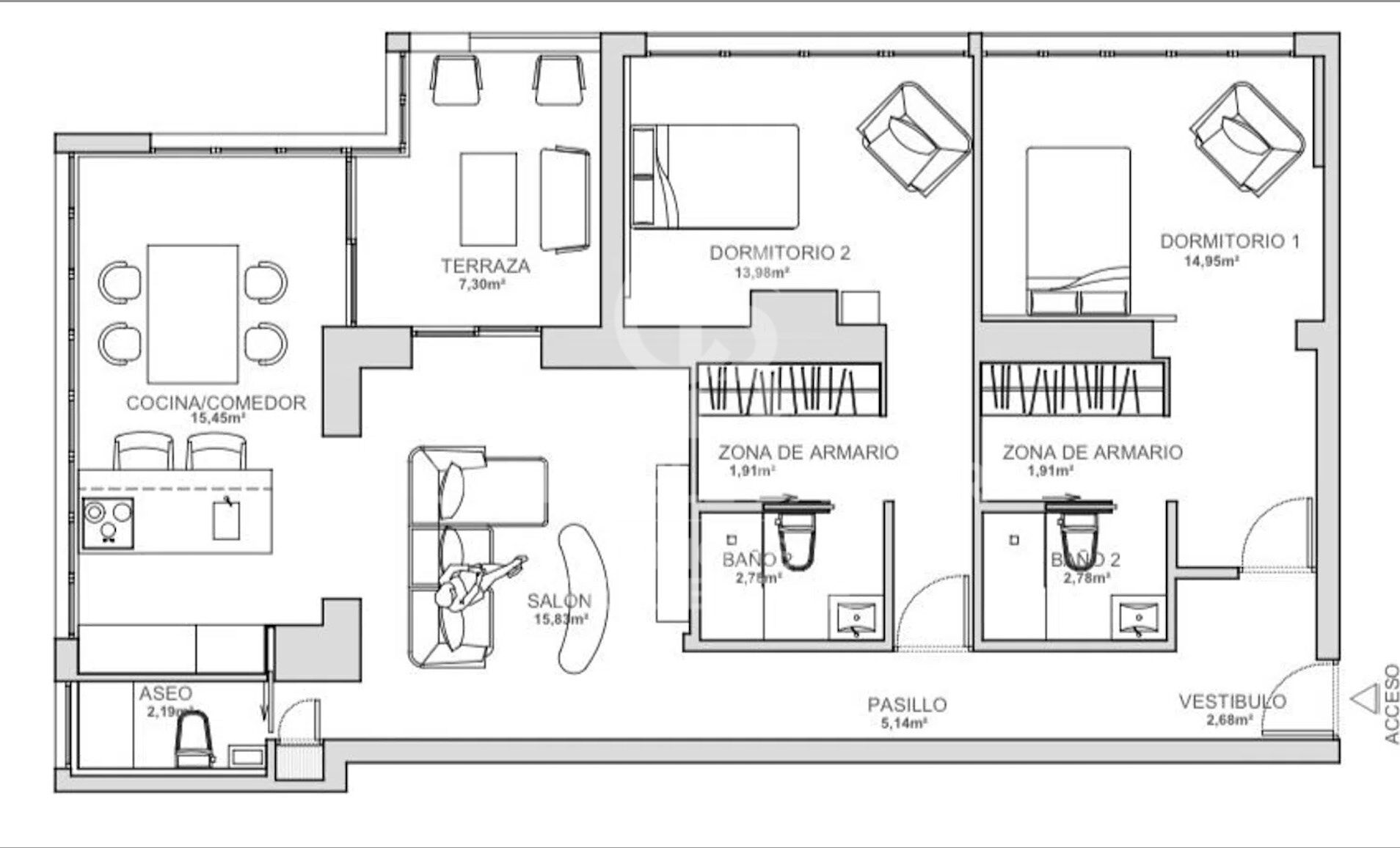 Flat 2 Bedrooms Sale Madrid