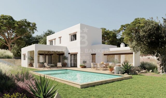 Villa moderna de estilo ibicenco de 3 dormitorios en Moraira