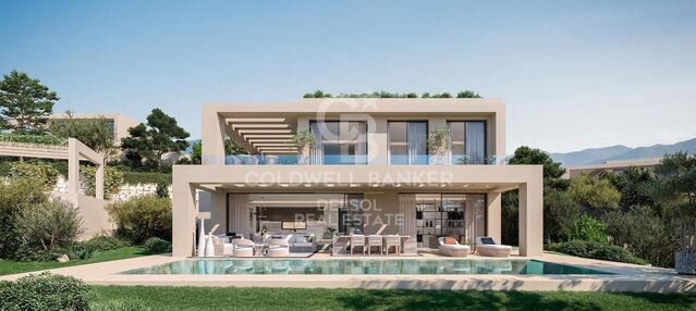 Spectacular modern 4 bedroom villas in Benahavis, in a secure community with spa and gym. .