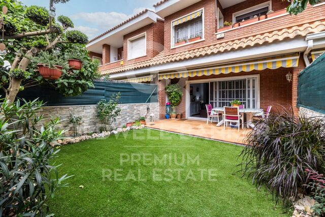 Semi-detached house with garden.